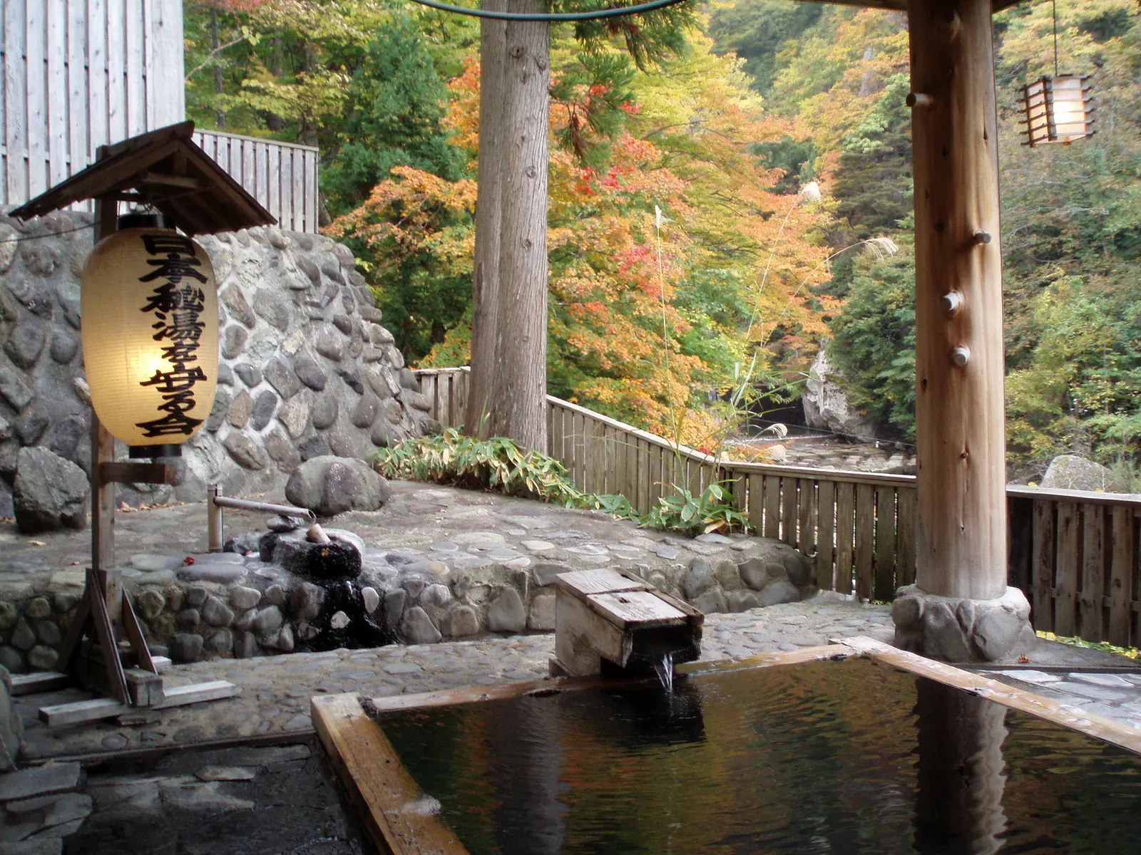 Rotenburo outdoor bath at Takanoyu Onsen in Akita